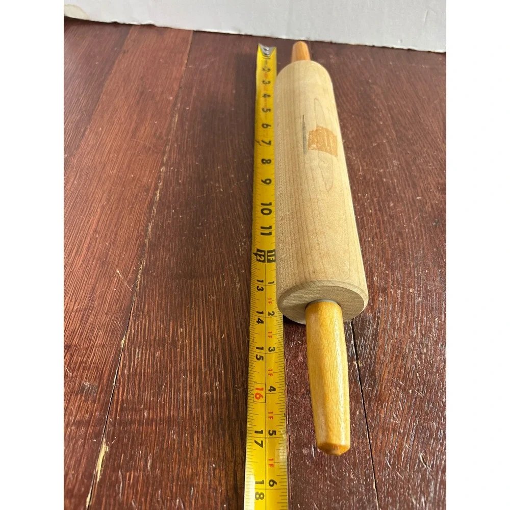 Vintage Wooden Rolling Pin 17.5 Inch Natural Wood Kitchen Baking Tool Classic